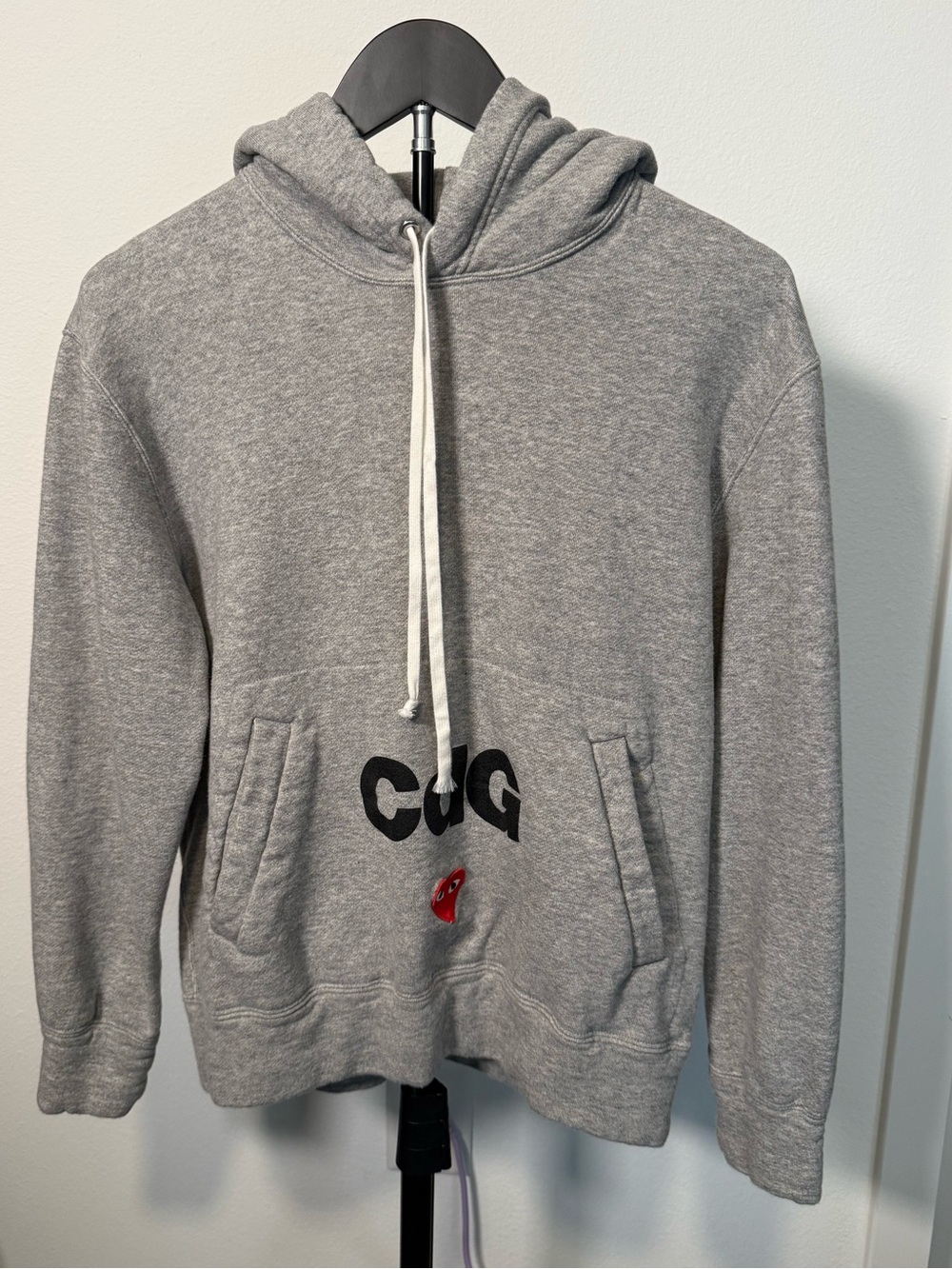 Comme des Garcons Gray Crewneck Hoodie with Graphic Logo